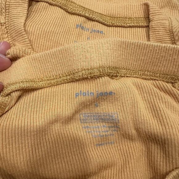 Plain Jane Mustard Ribbed Short Pajamas - Picture 7 of 7